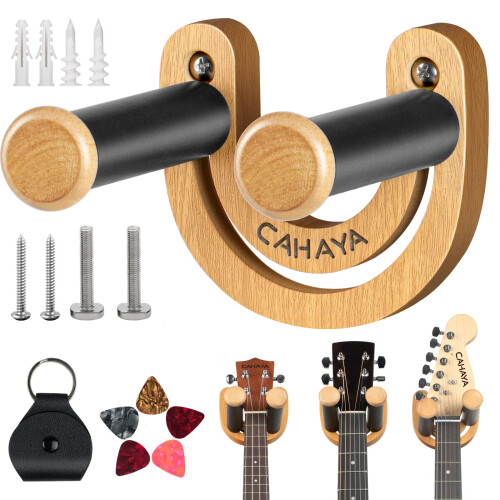 CAHAYA Guitar Wall Mount Adjustable Hook Stand U-Shaped Black