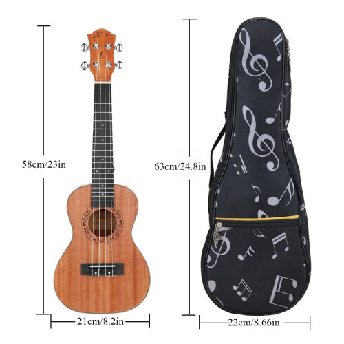 Ukulele bag 23 Inch Waterproof Durable Padded Case with Adjustable Straps - Black 1