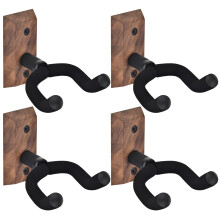 Guitar Wall Mount 4 Pack, Guitar Wall Hangers with Adjustable Soft Guitar Hook for All Size Guitars, Hardwood U-Shaped Guitar Holder for Acoustic, Ele