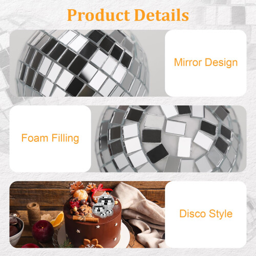 TranRantic 32 Pcs Disco Mirror Balls Cake Decoration, 4 Sizes Disco Ball 2