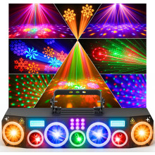 KeoBin 7 in 1 Disco Lights,Rotating LED Patterns with RGB & UV Strob Beam