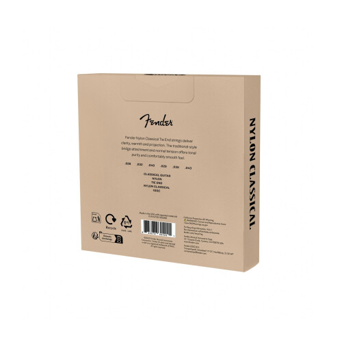 Fender Fender 100 Nylon Guitar Strings, Clear/Silver, Tie End, .028-.043, 3x 1