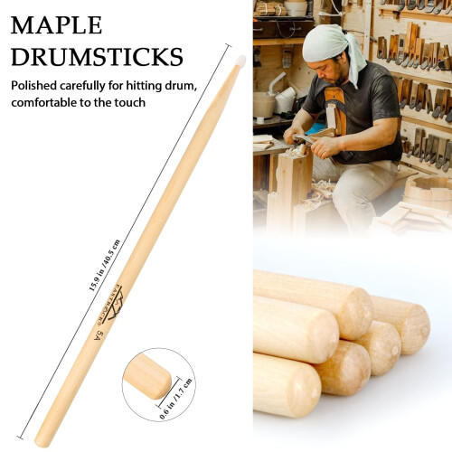 EASTROCK 5A Drum Sticks Nylon Tip 3 Pairs Maple Drumsticks for Drummers 2