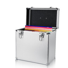 CROWNSHOP 12 Inch LP Storage Case Lockable Aluminium Record Box Holds 50