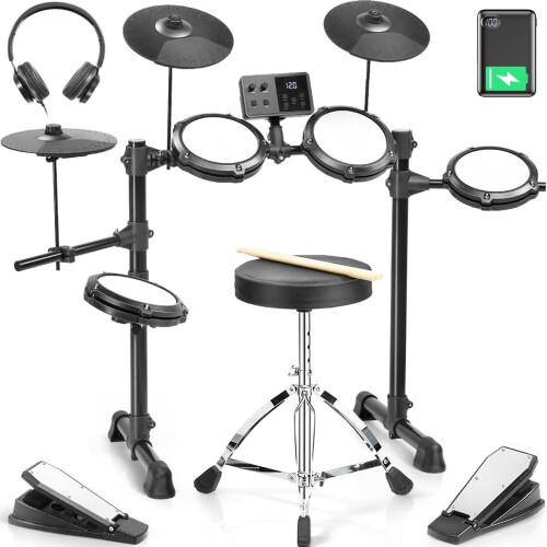 LALAHO Electric Drum Kit, Electronic Drum Kit with USB MIDI for Beginner