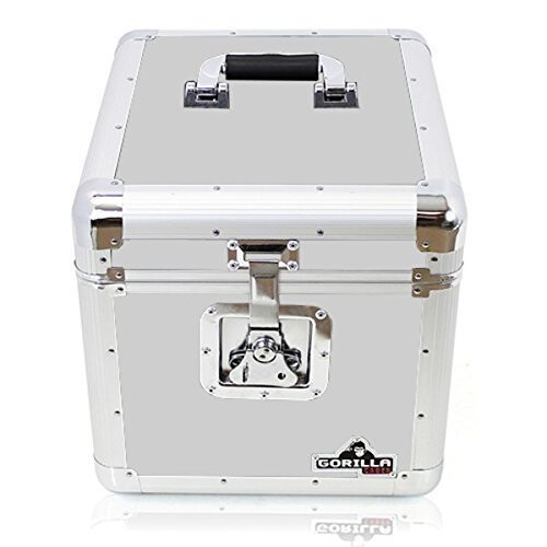 Gorilla LP 12" Vinyl Record Storage Box Flight Case - Holds 100pcs - Silver 1