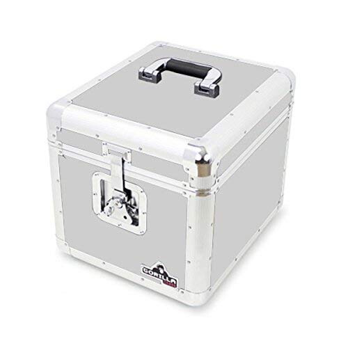 Gorilla LP 12" Vinyl Record Storage Box Flight Case - Holds 100pcs - Silver 2