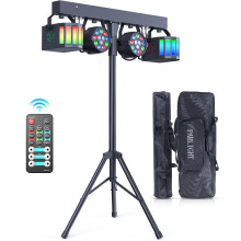 60W DJ Light Set with Stand, Bag and Remote Control, RGBW Derby LED Par Party Lights DMX- 3/6/15CH Strobe Stage Lighting for Churches Concerts Wedding