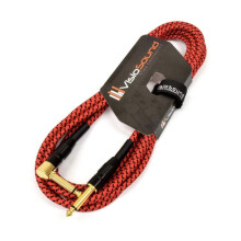 Pro Guitar Lead 6.35mm Angled Jack Braided Instrument Cable (Red/Black, 3m)