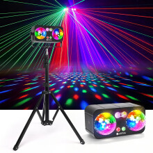 Disco Lights, 6-in-1 Led DJ Light with Tripod Stand, Colorful DJ Strobe Light with Sound Activated, Suitable for Party Lights Indoor Disco, Birthday,