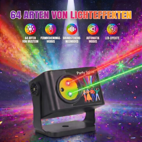 Vicalo Mini Disco Lights with Remote Control – 64 Lighting Effects, Sound Activated DJ Light, Disco Light for Parties USB Powered, 360 Adjustable 2