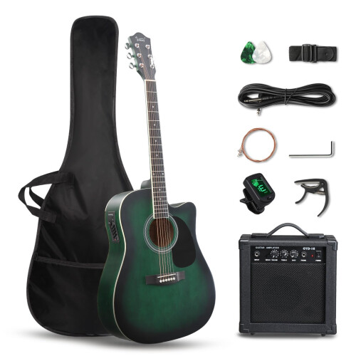 Glarry Full Size Electro Acoustic Guitar with Amp, Guitar Kit for Beginners