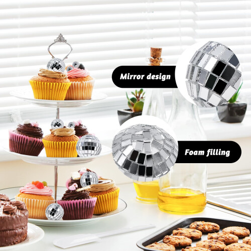 32 Pcs Silver Mini Disco Balls Set, Mirror Ball Decorations In Assorted Sizes, Cake Display Props, Table Decor, Disco Party Decorations 2