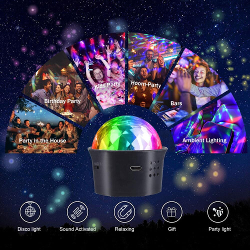 Disco Lights for Parties,Sound Activated Rechargeable Mini Disco Ball Light 2