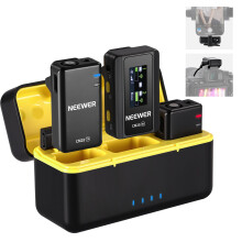 NEEWER CM28 (1 RX + 2 TX + Charging Case), Wireless Lavalier Microphone, Smart Noise Cancelling, 48KHz/16Bit 9 Hrs Uncompressed Recording, 656ft/200m