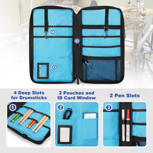 Yarwo Drum Stick Bag with Hanging Hooks, Drum Holder with Adjustable Strap 1