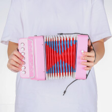 sourcing map Accordion 10Keys Button Accordion Instrument Gifts,Navy Blue