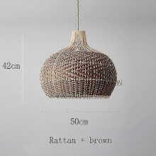 (Style B brown 50cm, White cord ceiling) Uusi väriä vastaava rottinkilamppu Vintage-riipusvalaisimet Retro-hanglamp Ruokasalin sisustus Ravintola