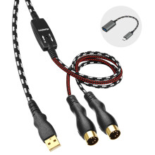 NUOSIYA MIDI Cable, MIDI to USB Interface Cable 2m,MIDI Interface in-Out to USB Cord Adapter with Indicator for Piano Keyboard to PC Mac Laptop,Arrang