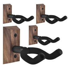 kaxay 4 Pack Guitar Wall Mount, Hardwood Guitar Hanger Hook Holder with Adjustable Soft Guitar Hook for All Size Guitars U-Shaped Guitar Holders for A