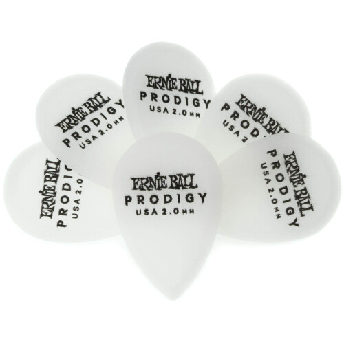 Ernie Ball 2.0 mm White Teardrop Prodigy Picks 6-pack