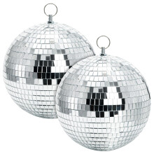 Suwimut 2 Pack Mirror Disco Ball, 18 cm / 7 Inch Cool and Fun Large Silver Hanging Disco Ball with Hanging Ring, Reflects Light, Home Bands Decoration