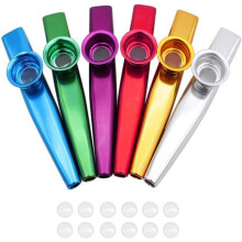 Metal Kazoo 6Pack, Multi‑Colour Aluminium Alloy Kazoos with 12 Replacement Diaphragms, Musical Accompaniment Tool for Guitar, Ukulele, Violin, Perfe