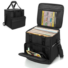 Trunab Vinyl Record Carrying Bag – Holds 60 LPs with Removable Dividers