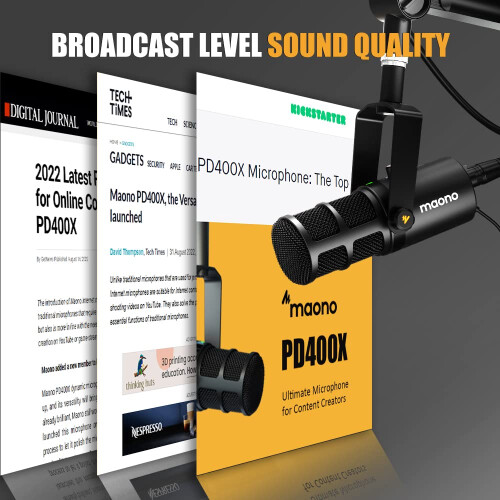 MAONO Dynamic USB/XLR Podcast PC Microphone with Software, EQ, Tap-to-Mute, Gain Control, and Volume Control, Studio Microphone for Broadcasting, Reco 1