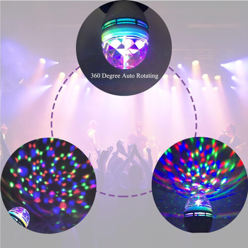 RGB Color Changing LED Lights Bulb Rotating Disco Ball Strobe Light 1