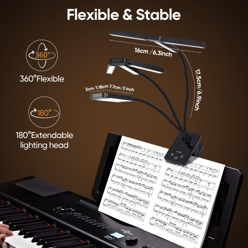 Music Stand Light Clip On: Rechargeable Type-C Touch Folding Piano Lights 1