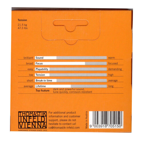 Thomastik Strings for Violin Alphayue Nylon Core Set 3/4, Scale 305mm/12" 1