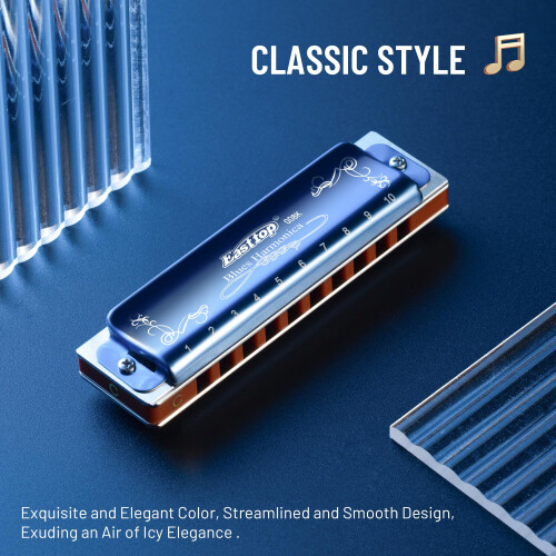 EAST TOP 008K Diatonic Blues Harmonica, C Key, 10 Hole 20 Tone 2