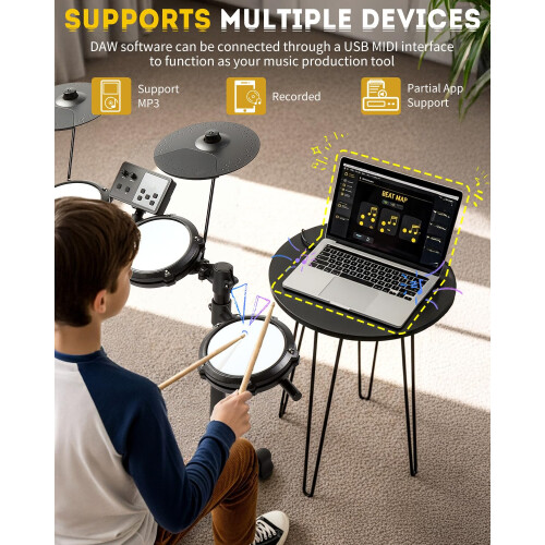 LALAHO Electric Drum Kit, Electronic Drum Kit with USB MIDI for Beginner 2