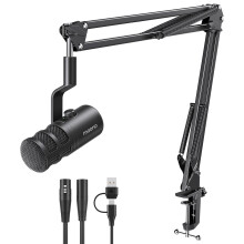 MAONO PD100 Gen2S USB/XLR Dynamic Microphone with Arm, 192kHz/24Bit Studio Audio, Tap-to-Mute, Real-Time Monitoring, Full Metal Body, PC Mic includes
