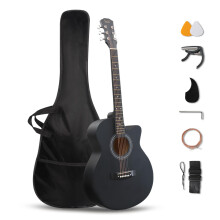 Glarry Full Size 4/4 Cutaway Acoustic Guitar Kit for Beginners, Matte Black