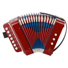 BREEZENEST Kids Accordion 10 Key Mini Button Accordion Musical Instrument for Beginners (Red)