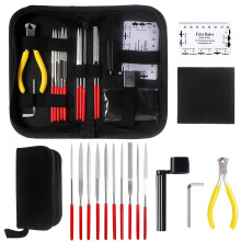 Kulannder Guitar Care Kit: 15-Piece Accessories Set for Guitar, Ukulele, Bass & More - Includes Files, Ruler, Winder, Cutter, Wrench & Case