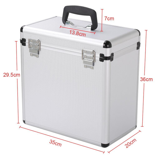 costoffs Lockable 12-Inch Vinyl Record Carry Case for DJs, Silver 2