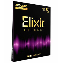 Elixir Strings, ATTUNE Acoustic Guitar Strings, Phosphor Bronze, Longest-Lasting Crisp and Clear Tone with Natural Feel, 6 String Set, Light 12-53