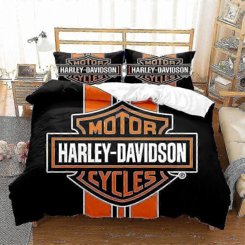 (UK SINGLE 135x200cm) Τρισδιάστατα εκτυπωμένες μοτοσικλέτες Harley Davidson, σετ κλιν