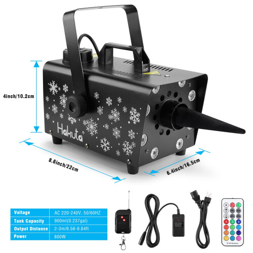 Fog Machine Hakuta 800W Snow Machine, 8 RGB LEDs, Snowflakes Effect 2