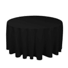 (Diameter 140CM, Black) Mantel redondo de poliéster para fiesta de bodas en blanco, negro, rojo, azul y dorado.