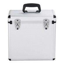 costoffs Lockable 12-Inch Vinyl Record Carry Case for DJs, Silver