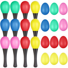 24 Pcs Shakers Musical Instrument Set Plastic Maracas and Egg Shaker