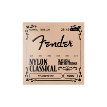 Fender 100 Nylon Guitar Strings, Clear/Silver, Tie End, .028-.043, 3x