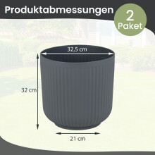 Ronde plantenbakken met drainagegaten, set van 2, grijs