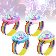 RNPKZ Disco Ball Wristband, 4PCS Disco Ball Bracelet Party Light, Rechargeable Disco Wristband Led Stage Light Watch with Suction Cup, Voice-Controlle