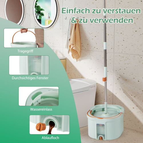 Dweil- en emmerset met waterafscheiding, 360 draaibare kop 2