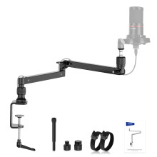 NEEWER Low Profile Mic Arm Desk Stand Mount with Damping, 360 Swivel Articulating Boom Arms with Heighten Pole & Cable Management Channels for Micro